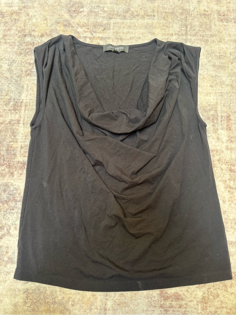 Black Draped Neck Sleeveless Top